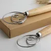 Danish Whisk Dough Egg Beater Coil Agitator Tool Bread Flour Mixer Wooded Handle Baking Accessories Kitchen Gadgets Wholesale