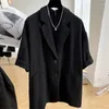 Costumes pour hommes Costume d'été Veste Hommes Vêtements Femmes Casual Lâche Simple Poitrine Terno Masculino Mode Coréenne Demi Manches Blazers Noirs