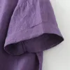 Camicette da donna Camicetta da donna in cotone e lino alla moda Camicia a maniche corte allentata casual viola elegante Estate 2023 Top formale