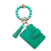 Keychains Wristlet Keychain Bracelet Holder Wallet Key Ring Silicone Tassel Beaded Bangle For Women Miri22