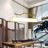 Hanglampen alle koper Chinese restaurantlamp rechthoekige woonkamer Studie theestijl Zen klassiek licht luxe