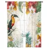 Curtain Toucan Flower Fruit Tropical Plants Pineapple Map Tulle Sheer Window Curtains For Living Room Bedroom Voile Decor