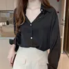 Frauen Blusen Shirts Herbst Koreanische Lose Frauen Bluse Blusas Mujer De Moda OL Stil Damen Plus Größe Solide Cardigan Shirts weiße Blusen Tops 9985 230512