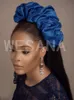 Hair Rubber Bands Trendy Statement Women's Satin Ruffle Headband Girls Scrunchie Nigerial Asooke Head Party Headpiece 230512