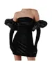 Casual Dresses Women Sexy Off Shoulder Mini Dress Puff Long Sleeve Club BodyCon Party Clubwear