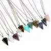 Prisme Hexagonal Turquoise Opale Pendentifs Cristal De Quartz Naturel Guérison Chakra Pierre Pendentif Collier Bijoux pour Femmes Cadeau 20pcs