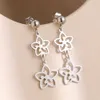Stud Stainless Steel Earrings Exquisite Flower Temperament Pendants Super Drop Earrings For Women Jewelry Bridesmaid Best Gifts