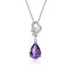 Pendant Necklaces DAIWUJAN Korean Silver Plated Water Drop Purple Crystal Gemstone Necklace For Women Wedding Party Jewelry Wholesale