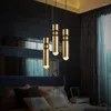 Lampes suspendues lumières modernes Led Bar lustre doré tête unique Long Tube pour la maison salon décor cuisine accessoires