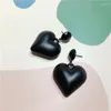 Stud -oorbellen Rongho Black Heart For Women Vintage Jewelry Big Paited Earring Femme Brincos