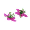 Boucles d'Oreilles Tempérament Fleur Acrylique Perlée Tissée à la Main Pour Femme Accessoires de Fête