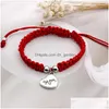 Chain New Fashion Red Rope Handmade Weave Lucky Bracelets For Mom Sier Gold Plating Alloy Letter Charms Thanksgiving Gift Dr Dhgarden Dhhnn