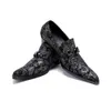 Zehen Modedruck spitzer Abschlussball Britischer Stil Erhöhung der Höhe Abend Klassiker Man Leder Bankett Schuhe 9834