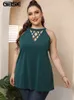 Dames plus size t -shirt gibsie solide uitgesneden oneck halter top xxxl 4xl zwart casual zomer mouwloze tee shirt dames kleding 230511