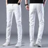 Heren jeans herenmodemerk elastische slanke denim lange broek casual witte rechte been y2k voor mannen streetwear