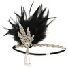 Hårgummiband 1920 -tals klapp pannbandsfjäderhuvudstycke brusande 20 -talet Great Gatsby Inspired Leaf Medallion Pearl Women Accessories 230512