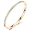 Bangle Fashion Jewelry Bangle Armband med två linje Crystal Pave rostfritt stål Öppning Bangle for Women Accessories 230511