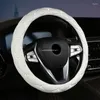 Steering Wheel Covers Diamond Rhinestones Crystal SUV Car Cover PU Leather Auto Styling CF