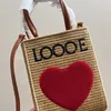 Big Heart Straw Handbags Women Valentines Day Designer Crossbody Bags Raffia Small Totes Mens Handbag Clutch Square Purse lo Tote