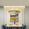 Ljuskronor FKL Modern Crystal Iceberg Golden Chandelier Living Room Dining Hushåll Ljus lyxig rund ring LED