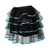 Kjolar för kvinnor mini tutu ruffles skiktade band trim organza punk skalle cosplay costume lolita korsett plus size röda greenskirts