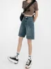 Dames shorts Solid Knie-lengte hoge taille denim shorts vrouwen vriendje Casual high taille wide been shorts jeans 230512