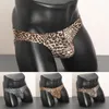 Unterhosen Leopard Männer Sexy Nachtwäsche Bademode Atmungsaktive Höschen Low-Rise Briefs Unterwäsche Seidige Ausbuchtung Beutel Unterhose