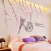 Adesivos de parede quarto quarto cerejeira de cerejeira de madeira tv backward wallpaper decoração interior auto adesivo