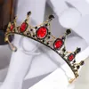 Hair Clips Vintage Red Rhinestones Crystal Wedding Crown Bridal Tiara Party Headpiece Jewelry Ornament Woman