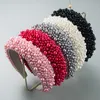 Hair Rubber Bands Baroque gąbka Pełna perłowa opaska na głowę moda ręcznie robione koraliki akcesorie