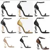 Dupe Y-S-L Luxury Women 10M High-heeled Sandals with One Line Buckle Open Toe Sandals with Box Size 34-40 LX001 dupe