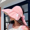 Chapeaux à large bord Open Top Polka Dots Sun Hat Summer Women's Big Fisherman Pliable Outdoor