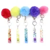 Contactless Bank Card Grabber Party Favor Long Nail Keychain DIY Keyring with Plush Ball Inventory Wholesale