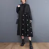 カジュアルドレス2023日本スタイルのラッフルジャクアードプリーツストリートファッションブラックスプリングブラウスドレスプラスサイズの女性秋