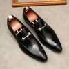 Puntige teen zwart / koffie heren trouwschoenen echte lederen loafers mannelijke kledingschoenen