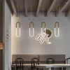 Lampy wiszące złoto wiszące światła pierścienia ciepłe białe lampy LED Restaurant Bar Cafe oświetlenie