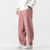 Herrbyxor streetwear corduroy byxor män casual löst Staight Harlan Pants Fashion Pink Hip Hop Male Woman Trousers Sweatpants Big Size 5xl 230512