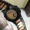 Luxury Męski zegarek U1 Men Nautilus zegarek Automatyczny grawerowany ruch 5711 All Black Black Sapphire Sapphire Stal nierdzewna przezroczyste szklane zegar na rękę