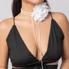 Vintage übertriebene Goth Big Rose Flower Schlüsselbeinkette für Frauen, verstellbare Schleife, Halsband, Dinner-Party-Schmuck