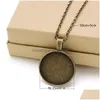 Pendant Necklaces Wholesale Bronze 55Cmadd5Cm Link Chain Necklace Alloy Base Tray Bezel Blank For Handmade 25Mm Cabochons Je Dhgarden Dh4Tv