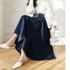 Skirts DFRCAEG Women Denim Skirt Long 2023 Summer Blue Black High Waist A Line Casual Jean With Belt Jupe Longue Faldas Largas