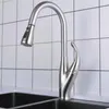 Kitchen Faucets Brushed Nickel Single Hole Pull Out Spout Sink Mixer Tap Stream Sprayer Head Chrome/Mixer