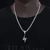 Naszyjniki wiszące d Kolor Men Hip Hop Lightning Naszyjnik 925 Srebrny Bagiete Stone Bling Biżuter Prezenty 230511