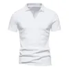 Męskie polo letnie biznesowe biznesowe męskie koszulę Polo Lapel V Neck Silny kolor pullover oddychający t-shirt bawełniane topy
