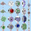 925 Silberperlen-Charms passen zu Pandora-Charms. Grüne Krone, Schneeflocke, Glasperle, Katzenauge, Kleeblatt