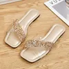 Zapatillas Bling Zapatillas de verano Pisos de mujer Chanclas de lujo al aire libre Sandalias de mujer Diseño de plata dorada Zapatos transparentes Tamaño grande 36-43 G230512