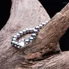 Strand Natural Healing Power Hematite Stone Therapeutic Magnetic Macrame Bracelets Fashion Jewelry