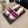 2024 Sandaler Luxury Suede Real Leather Size EU35-47 Naturel Men Women Designer tofflor Cuir Summer med Box Sandles Shoes Classic Beach