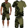 Tracksuits voor heren zomer camouflage teesshortsuitsuits heren t -shirt shorts tracksuit sport stijl buiten kamperen jagen casual heren kleding 230511