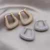 Hoop Earrings 14K Gold Plated South Korean Design Fashion Jewelry Close-set Zircon Bag Elegant Women's Dance Party Accessories